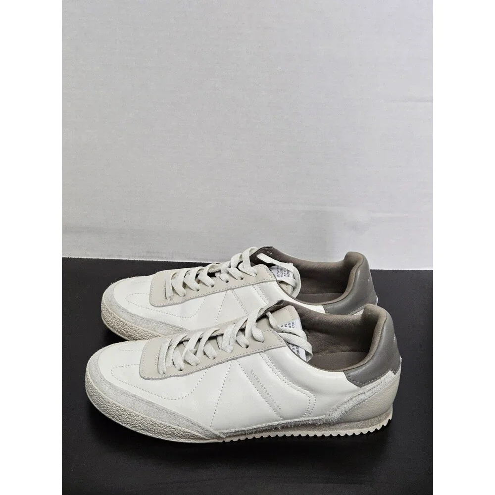EU42 Sz9 - AllSaints Harri Low Top Mens Chalk White Leather Suede Casual Sneaker